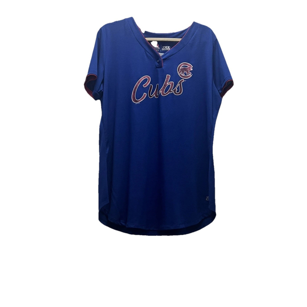Chicago Cubs Majestic TX3 Cool Jersey Shirt Womens XXL Blue MLB Baseball Top